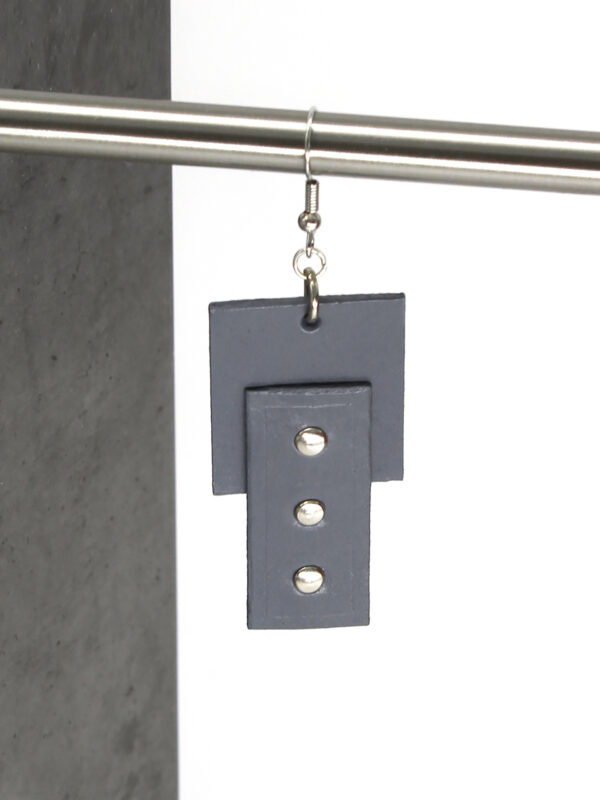 EMMA leather earrings - Gray - BANIZS