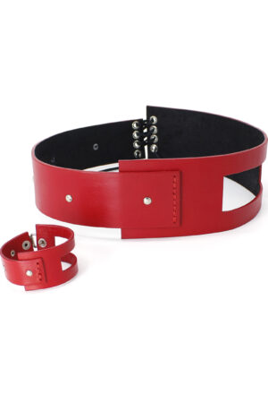 EMMA SET - leather bracelet+belt - Red - BANIZS