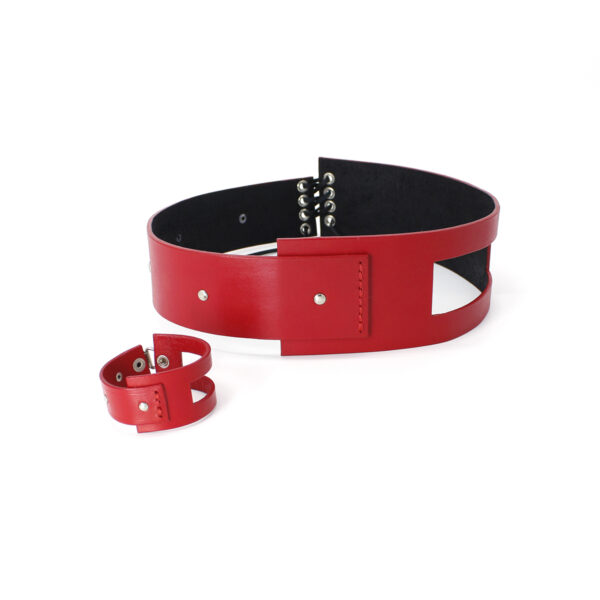 EMMA SET - leather bracelet+belt - Red - BANIZS