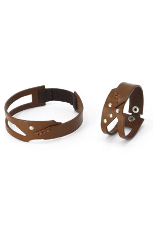 EMMA SET - leather upper arm bracelet+bracelet - Brown - BANIZS