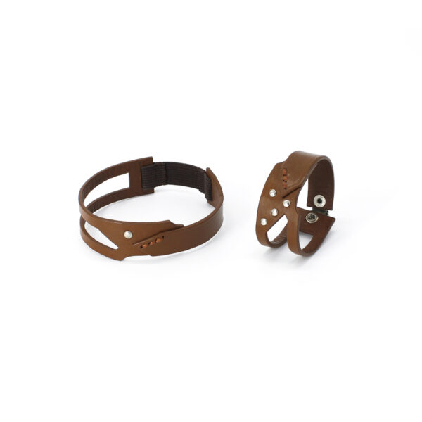 EMMA SET - leather upper arm bracelet+bracelet - Brown - BANIZS