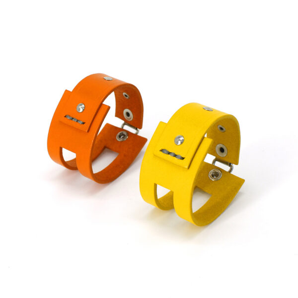 EMMA leather bracelets in orange and yellow colors - BANIZS