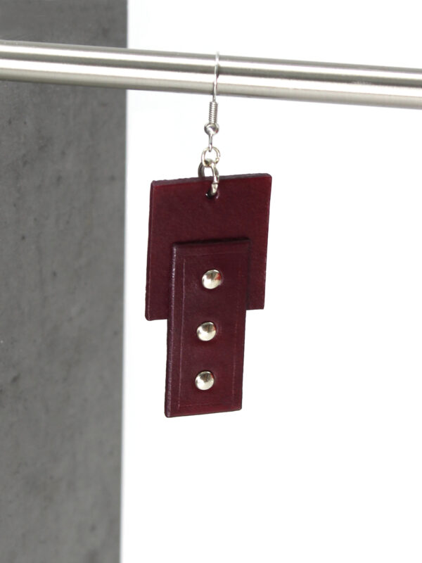 EMMA leather earrings - Bordeaux - BANIZS