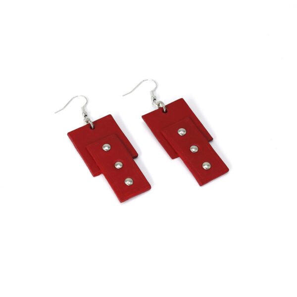 EMMA leather earrings pair - Red - BANIZS
