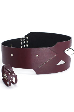 GIULIANA SET - leather bracelet+belt - Bordeaux - BANIZS