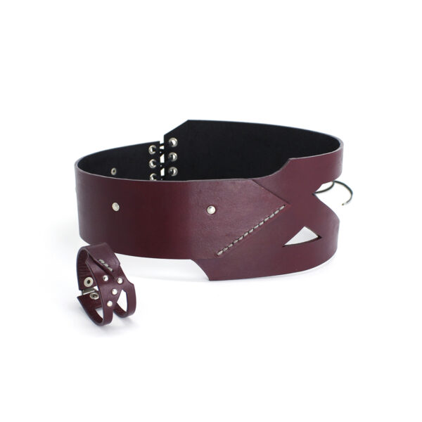 GIULIANA SET - leather bracelet+belt - Bordeaux - BANIZS