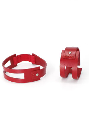 GIULIANA SET - leather upper arm bracelet+bracelet - Red - BANIZS