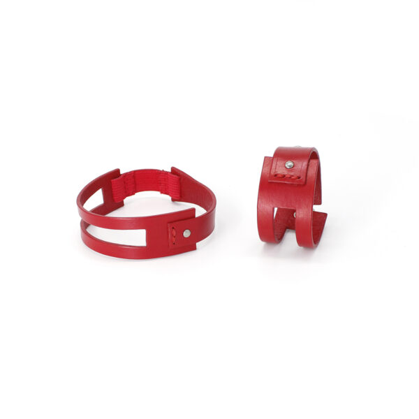 GIULIANA SET - leather upper arm bracelet+bracelet - Red - BANIZS