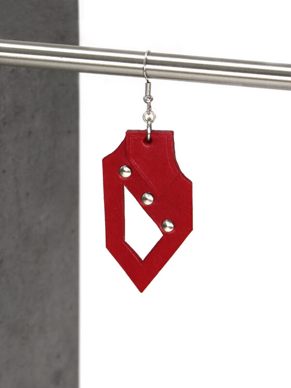GIULIANA leather - bold earrings - Red - BANIZS
