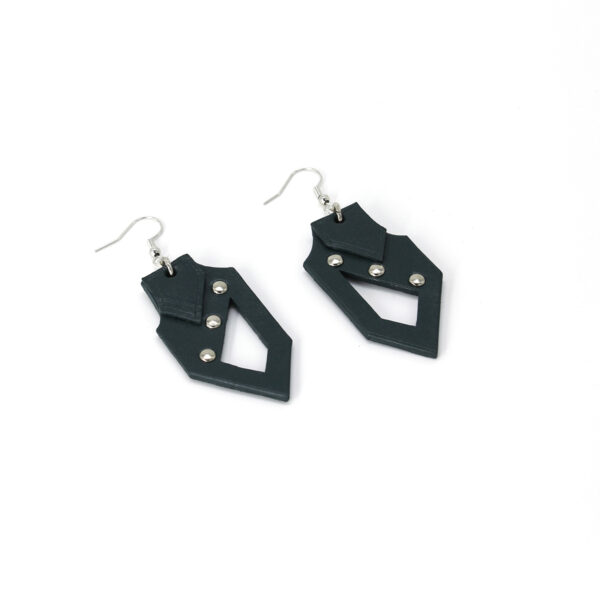 GIULIANA leather - bold earrings pair - Green - BANIZS