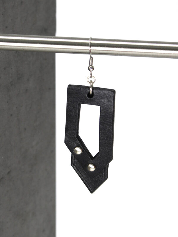 GIULIANA leather earrings - Black - BANIZS