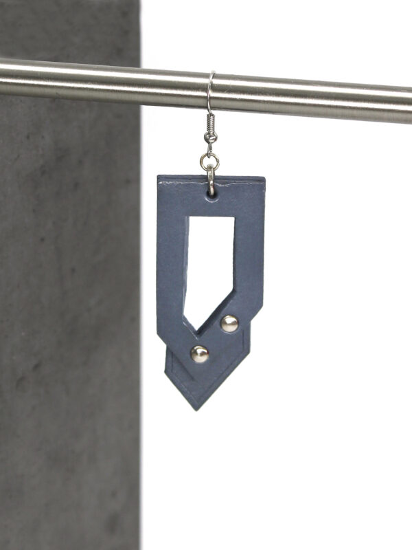 GIULIANA leather earrings - Gray - BANIZS