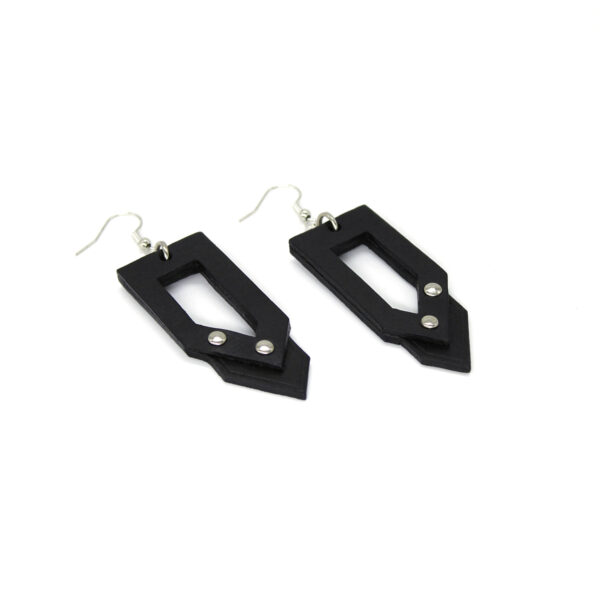 GIULIANA leather earrings pair - Black - BANIZS