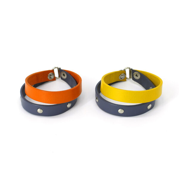 HELENA leather bracelets orange and yellow colors - BANIZS