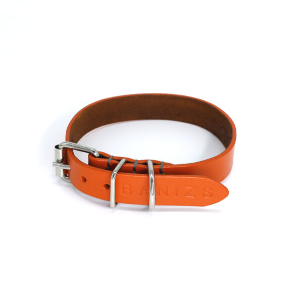 MAJA leather dog collar - Orange - BANIZS