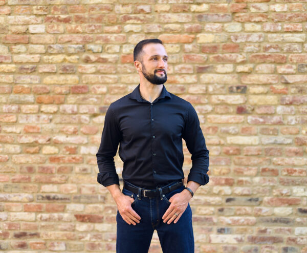 Model wears: ADAM belt - Black, ALEX bracelet - Black - BANIZS