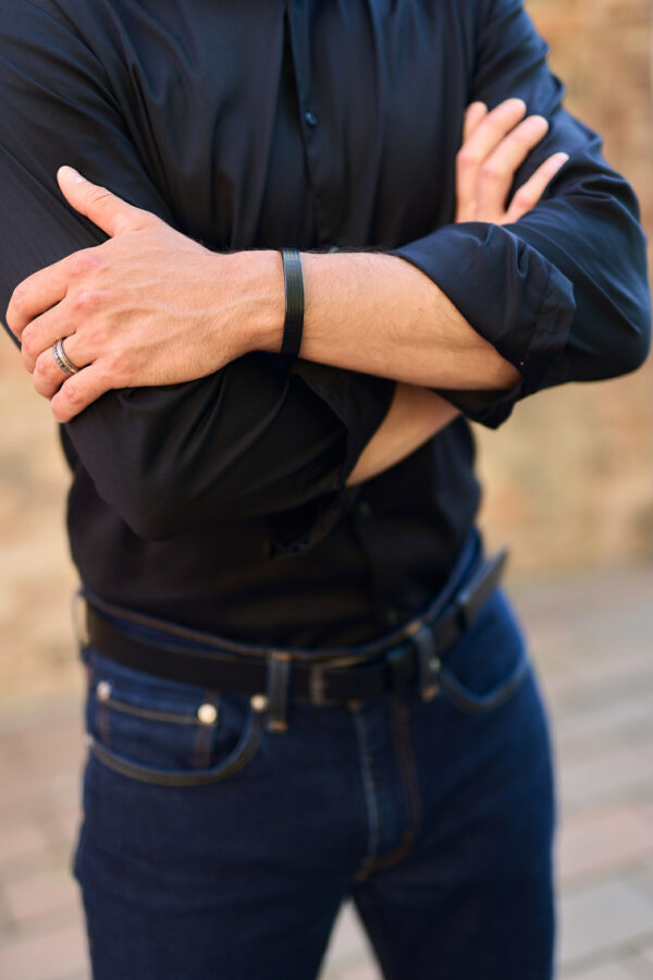 Model wears: ALEX bracelet - Black, ADAM belt - Black - BANIZS