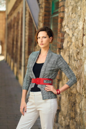 Model wears: EMMA belt - Red, EMMA bracelet - Red - BANIZS