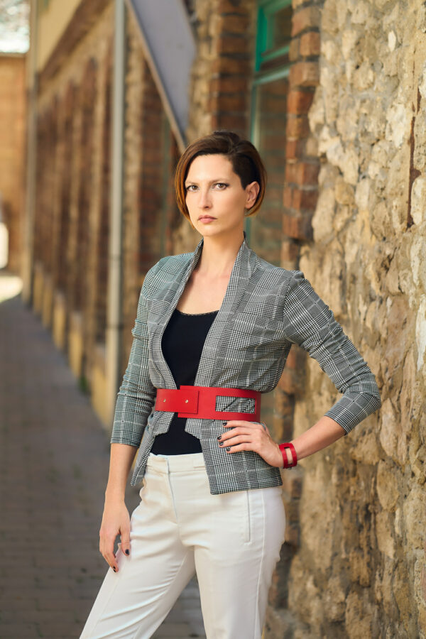Model wears: EMMA belt - Red, EMMA bracelet - Red - BANIZS