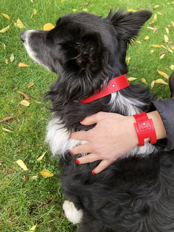 SOPHIE dog collar - Red, EMMA bracelet - Red - BANIZS