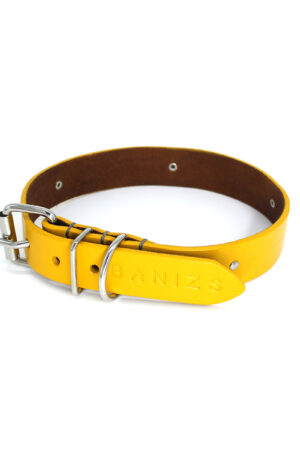 SOPHIE leather dog collar - Yellow - BANIZS
