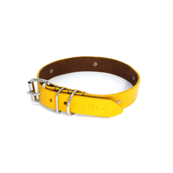SOPHIE leather dog collar - Yellow - BANIZS