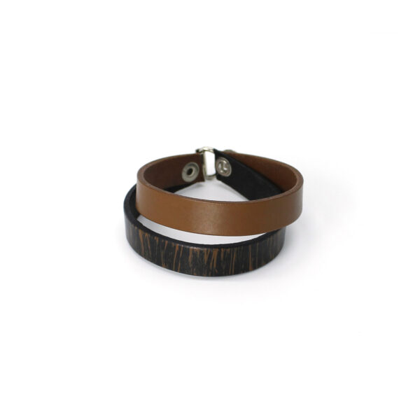 BANIZS Leather Goods - Bouble leather bracelet black - brown
