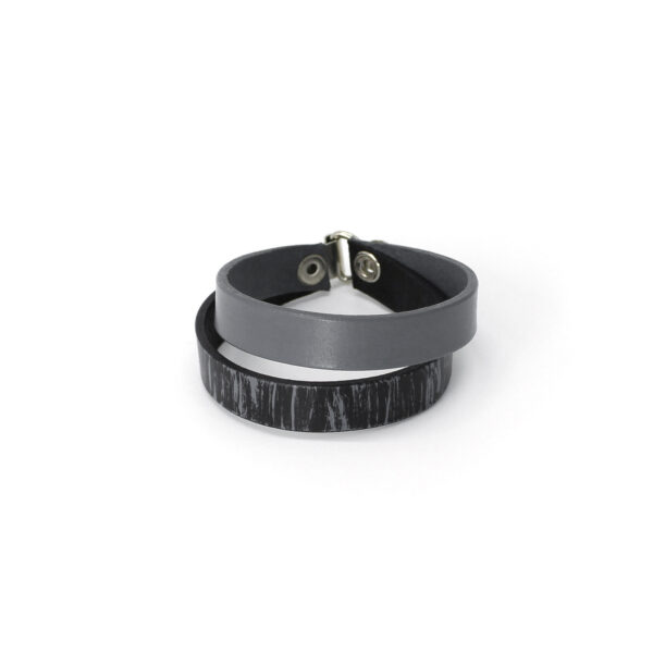 BANIZS Leather Goods - Double leather bracelet black - gray