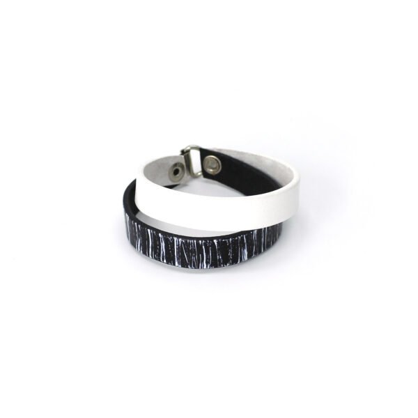 BANIZS Leather Goods - Double leather bracelet black - white