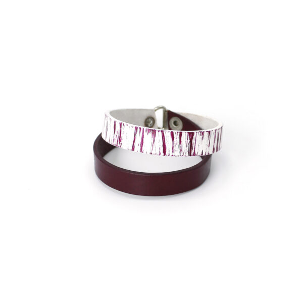 BANIZS Leather Goods - Double leather bracelet bordeaux