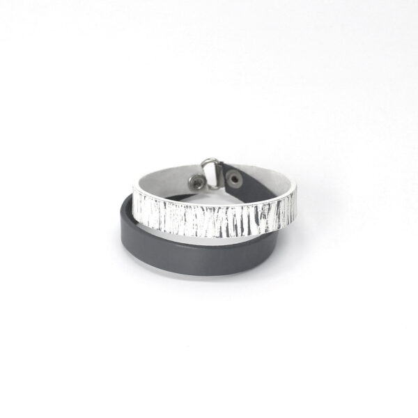 BANIZS Leather Goods - Double leather bracelet gray