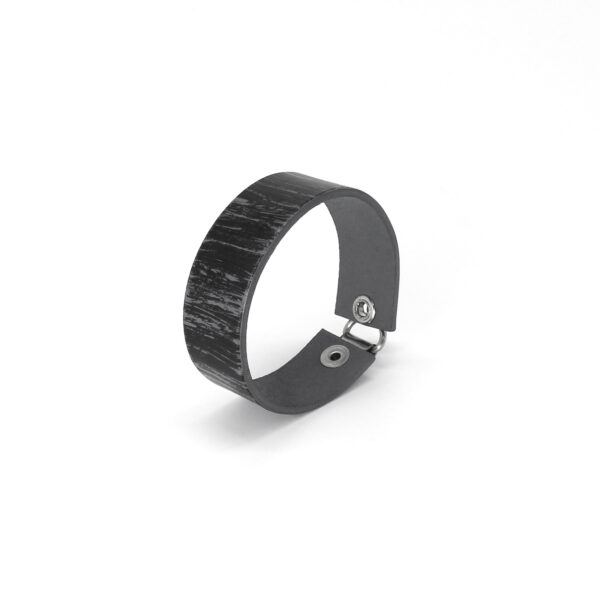 BANIZS Leather Goods - Patterned black - gray leather bracelet