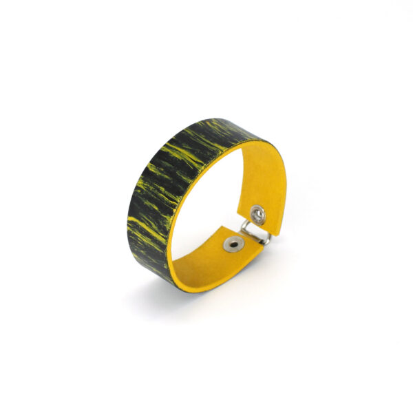 BANIZS Leather Goods - Patterned black - yellow leather bracelet