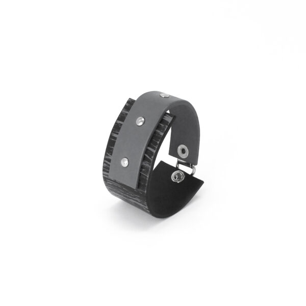 BANIZS Leather Goods - Rectangular black - gray leather bracelet
