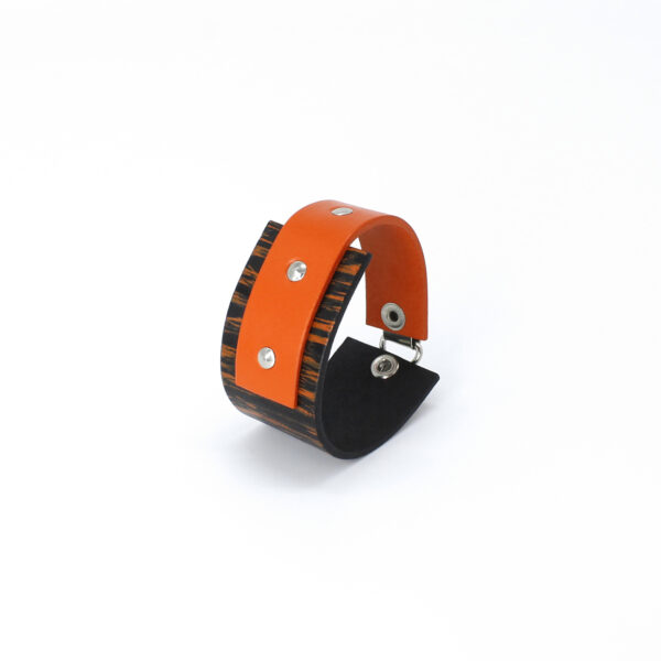 BANIZS Leather Goods - Rectangular black - orange leather bracelet