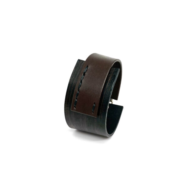 BANIZS Leather Goods - Rectangular dark brown leather men bracelet
