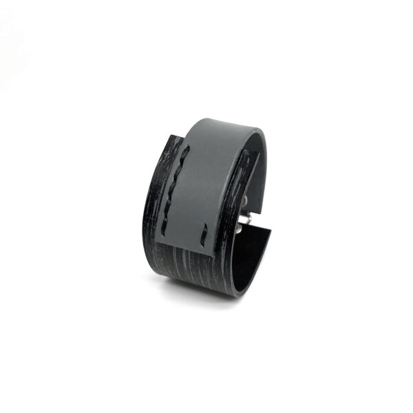 BANIZS Leather Goods - Rectangular gray leather men bracelet