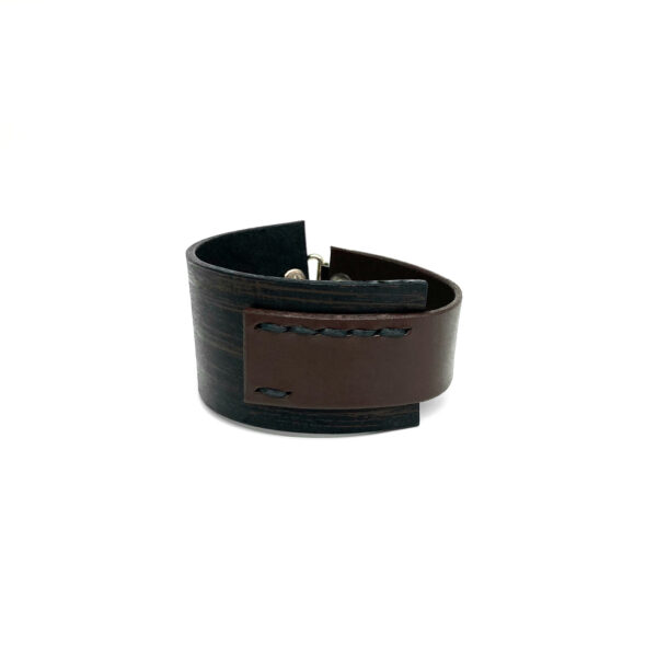 BANIZS Leather Goods - Rectangular leather men bracelet dark brown