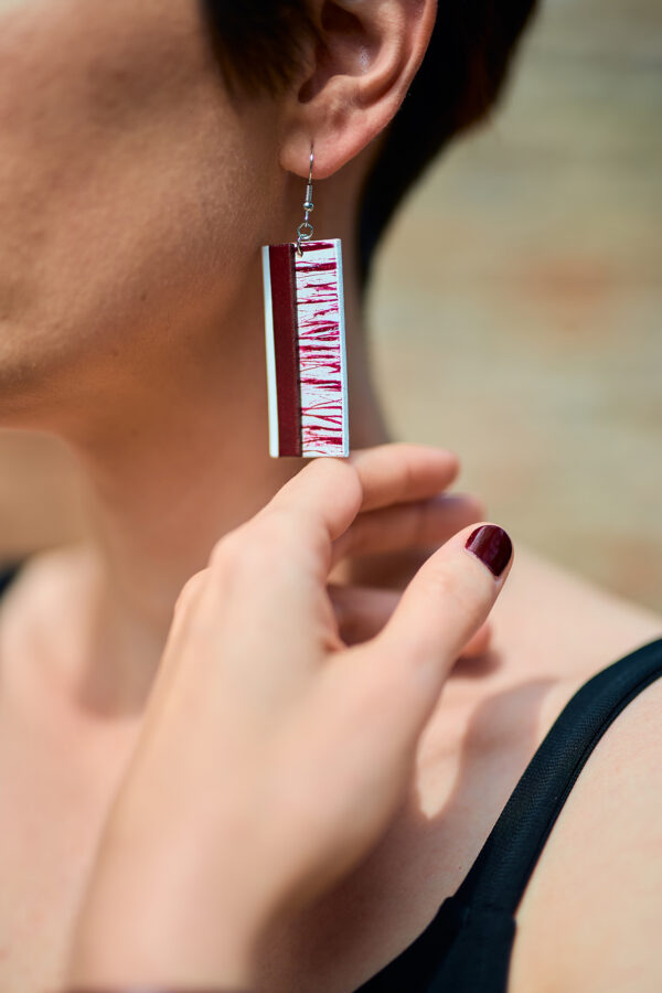 Layered leather earrings bordeaux
