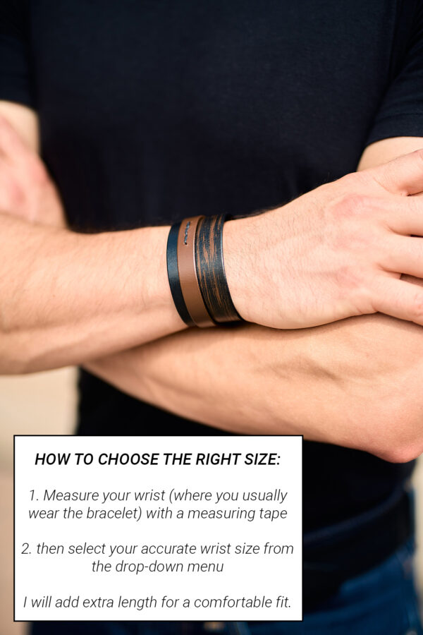 Layered light brown leather men bracelet