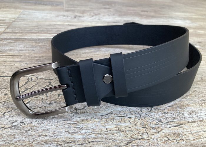 MARC belt - Black with stripes on, matte top coated - BANIZS